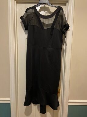 Enfocus Studio Black Sheath Dress with Mesh Yoke